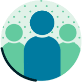Icon of a group of three people inside a circle